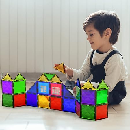 Theroflex© Magnetic Building Tiles - 64 Pcs or 142 Pcs - STEM Blocks