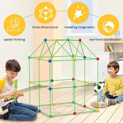 Theroflex© Kids DIY Fort STEM Building Kit Toy - 72Pcs or 144Pcs DIY - Play House, Secret Base