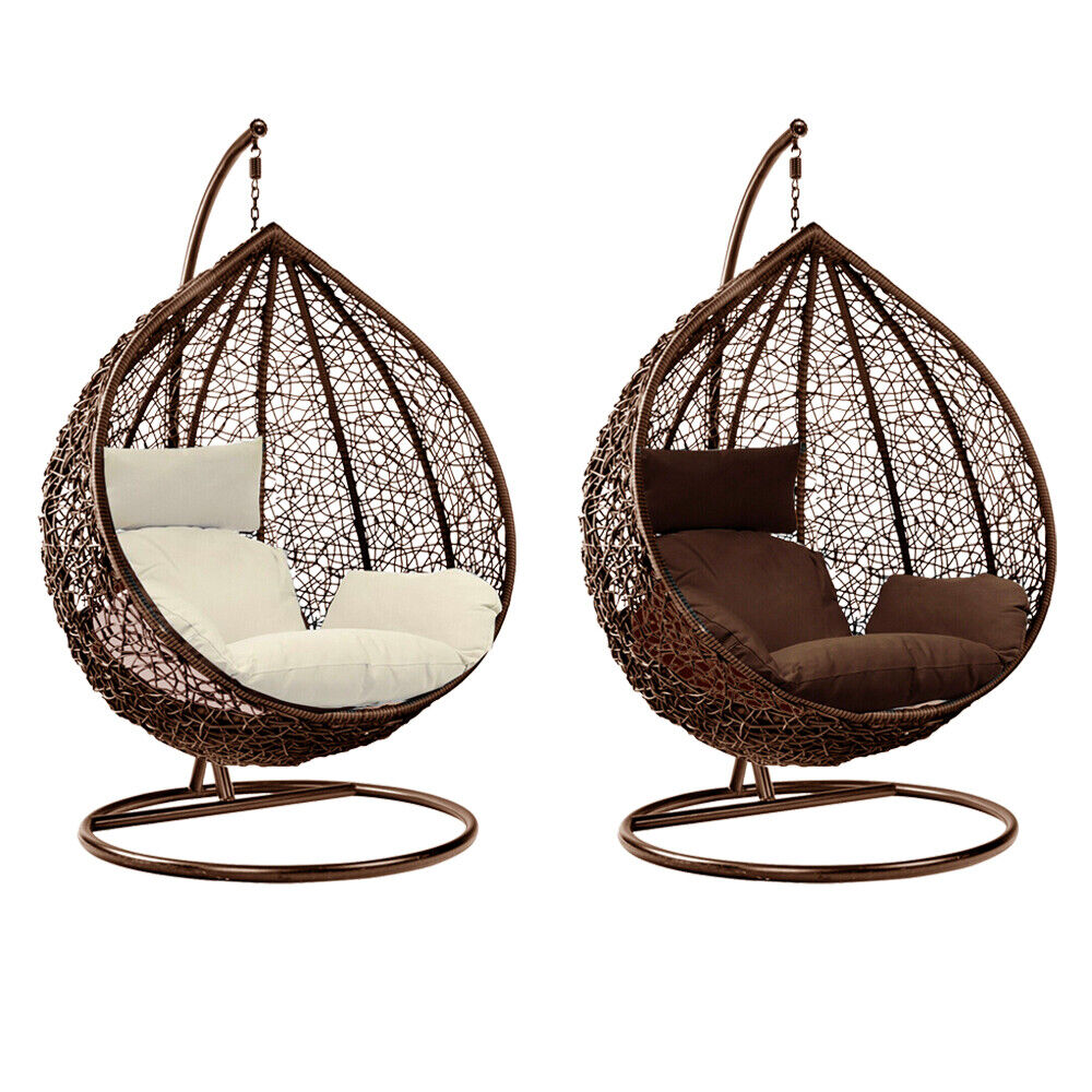 Theroflex© Luxury Rattan Swing Egg Chair with Premium Cushions