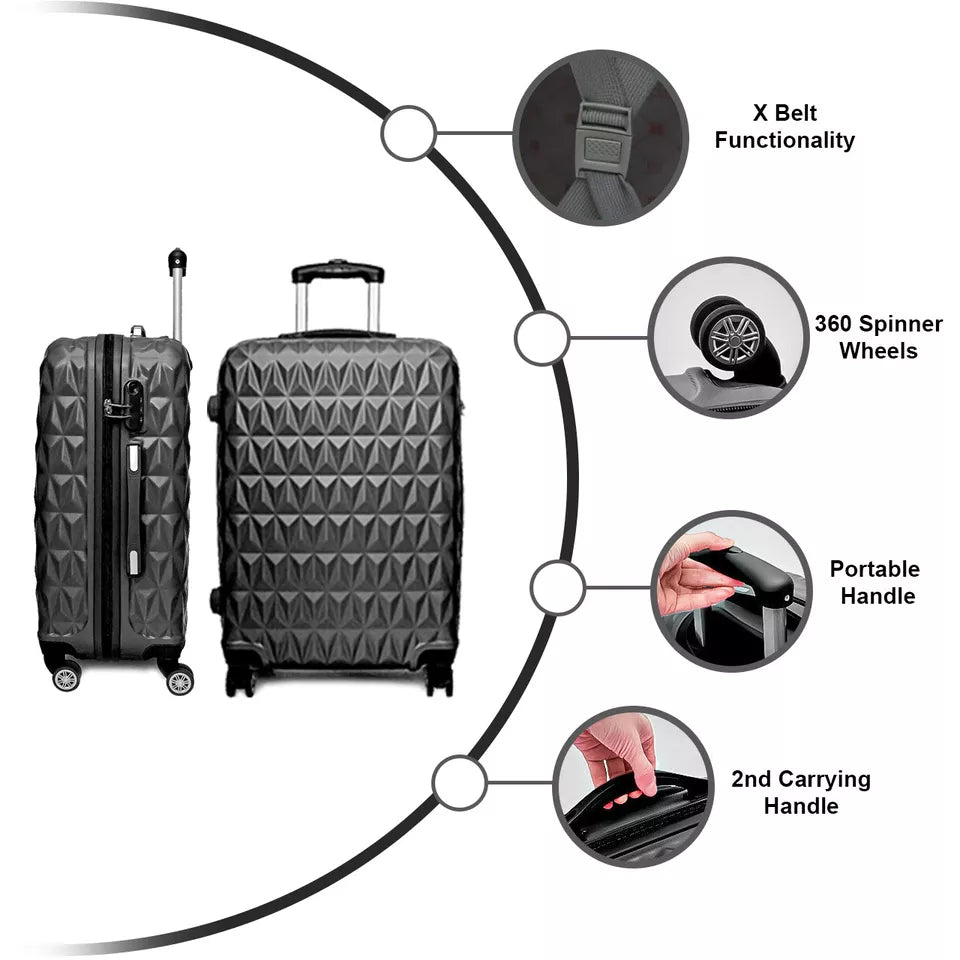 TheroFlex® Lightweight 4-Wheel ABS Hard Shell Travel Trolley Luggage (Medium 24")